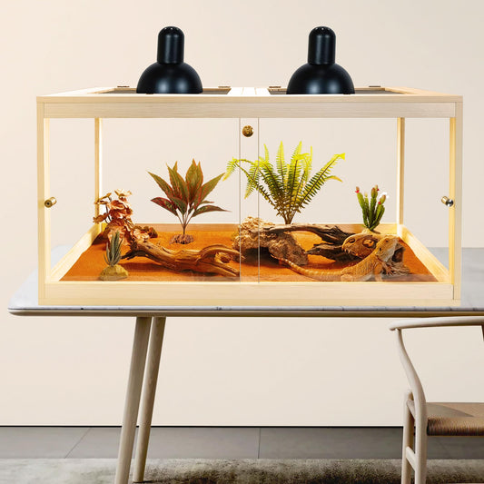 Reptile Terrarium Tank 60 Gallon Metal Mesh Roof Door with Lock- 40"