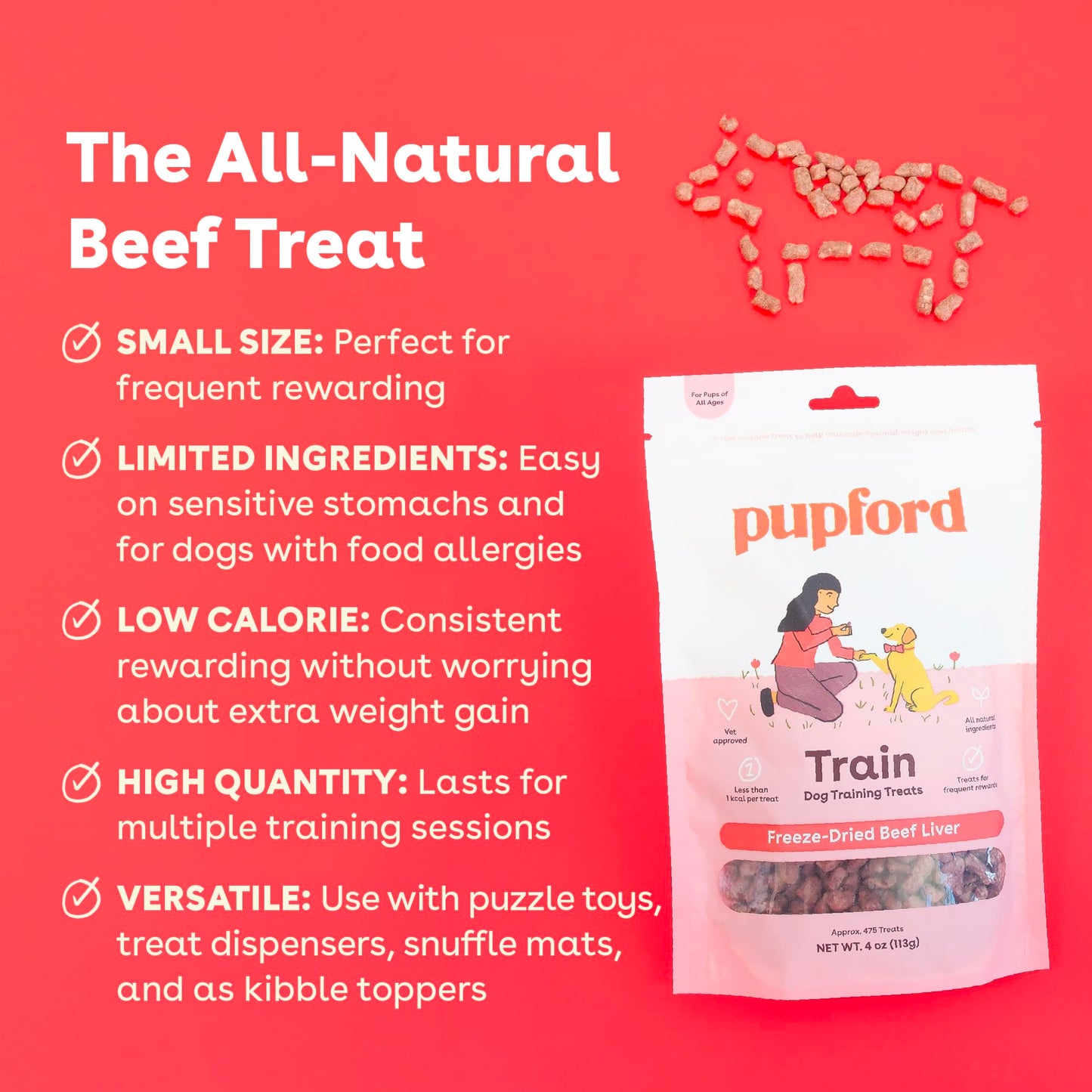Pupford Freeze-Dried Training Treats - Beef Liver, 4oz, 475+ Bites