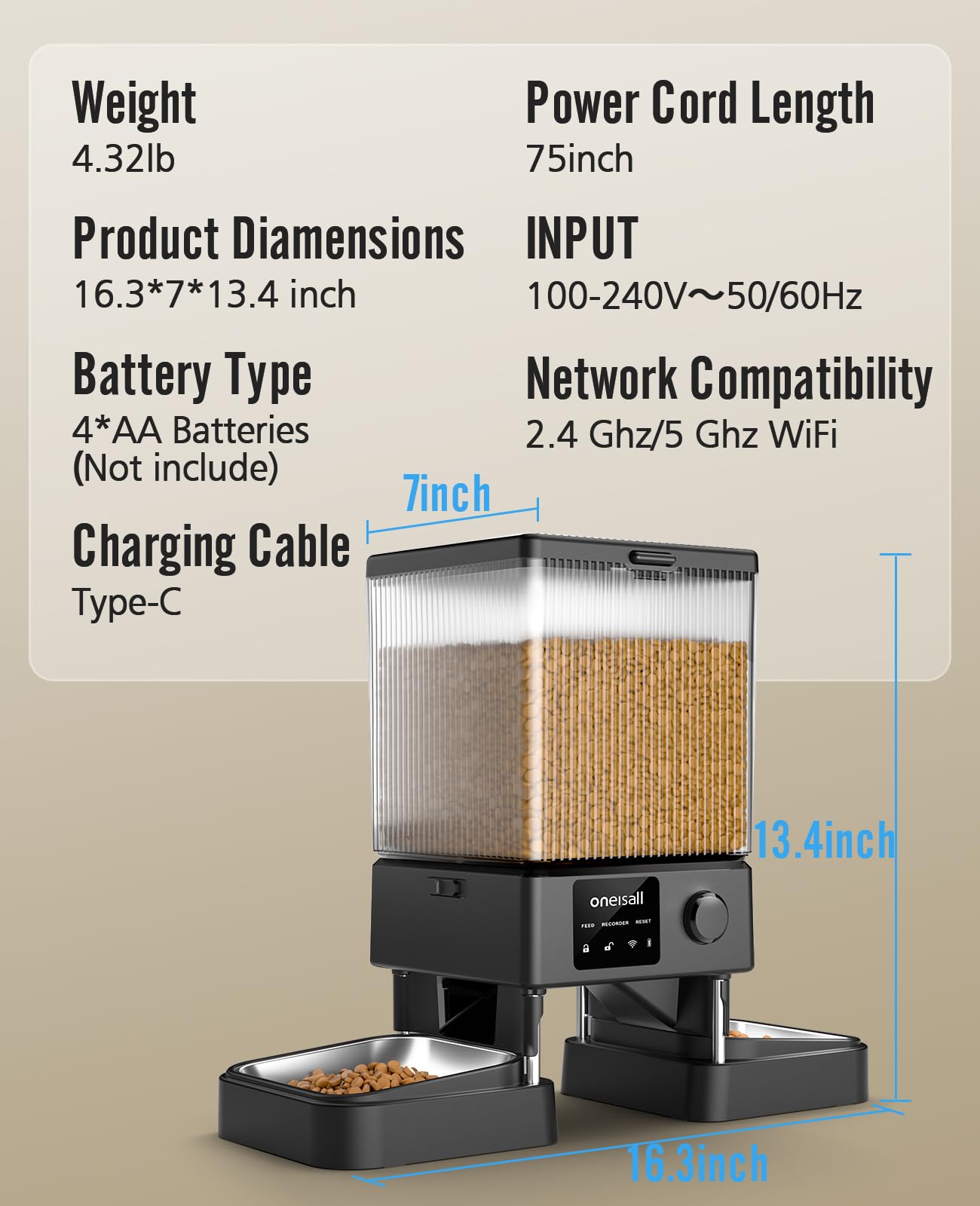 Feeding schedule set via Oneisall app on smartphone for cat feeder