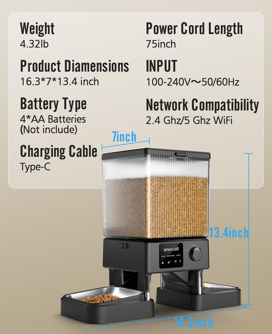 Feeding schedule set via Oneisall app on smartphone for cat feeder