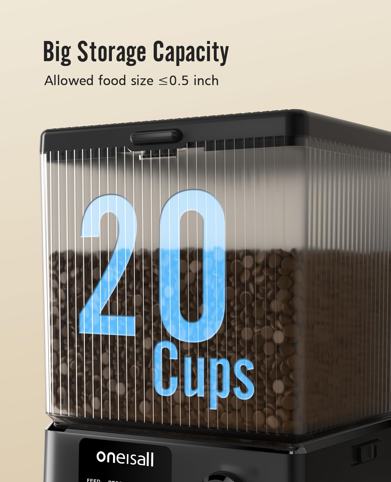 Oneisall automatic cat food dispenser in black with portion control