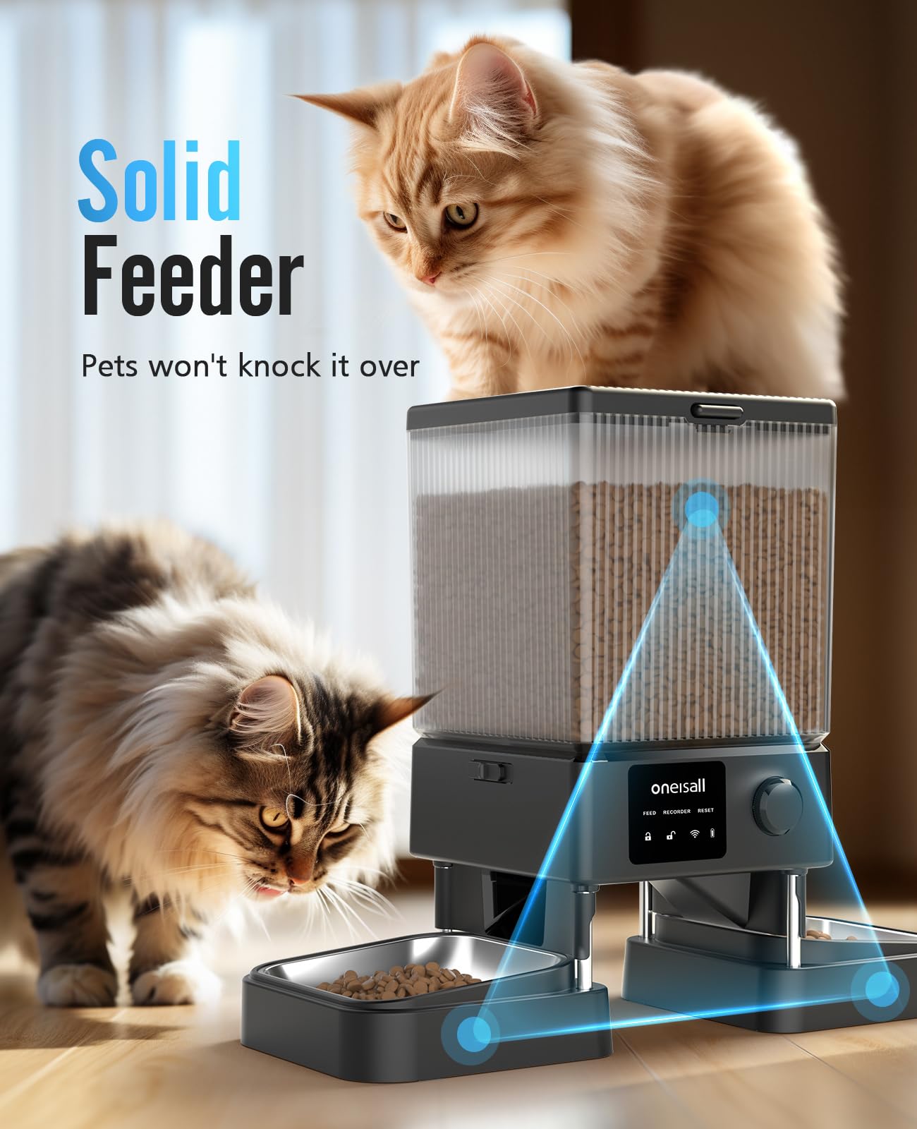 Precise portion control automatic feeder for cats (Black)