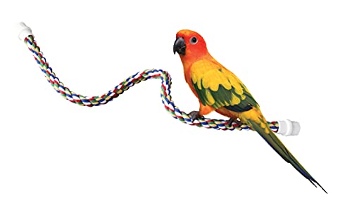Pet Comfy Perch For Birds Flexible Multi-Color Rope, Medium - 32" Length