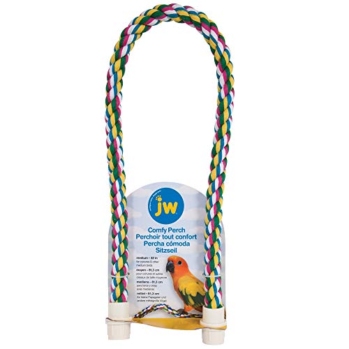 Pet Comfy Perch For Birds Flexible Multi-Color Rope, Medium - 32" Length