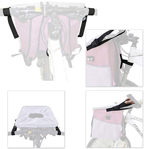 Pet Carrier Bicycle Basket Bag Pet Carrier/Booster Backpack for Dogs and Cats with Big Side Pockets,Comfy & Padded Shoulder Strap,Travel with Your Pet Safety(Pink)
