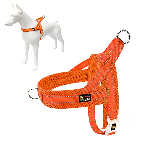 Plutus Pet No Pull Dog Harness with Breathable Mesh Padded, Adjustable Reflective Escape Proof Dog Harness, Quick Fit Dog Vest Harness for Small Medium Large Dogs(S, Orange)