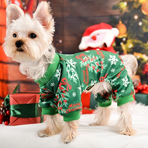 Christmas Dog Pajamas for Small Pets - Green, X-Small