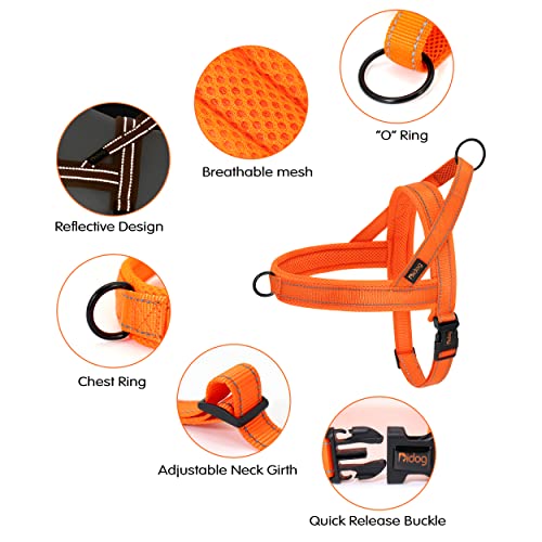 Didog Soft Mesh Padded Dog Vest Harness,Escape Proof/Quick Fit Reflective Dog Strap Harness, Easy for Training Walking (XS:Chest 15-18", Orange)