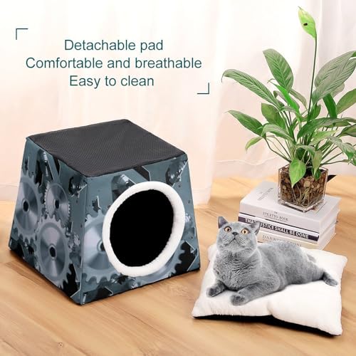 Steampunk Cat House Bed for Small Pets - Unique, Cozy Design for Cats & Small Animals.