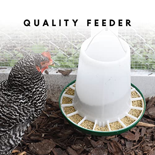 Hanging poultry feeder for up to 25 birds, perfect for small to medium coops