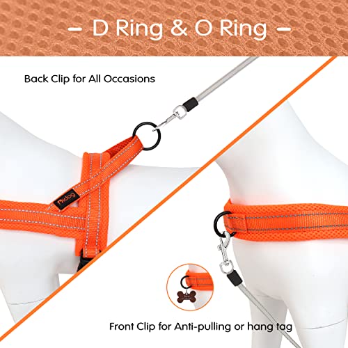 Didog Soft Mesh Padded Dog Vest Harness,Escape Proof/Quick Fit Reflective Dog Strap Harness, Easy for Training Walking (XS:Chest 15-18", Orange)
