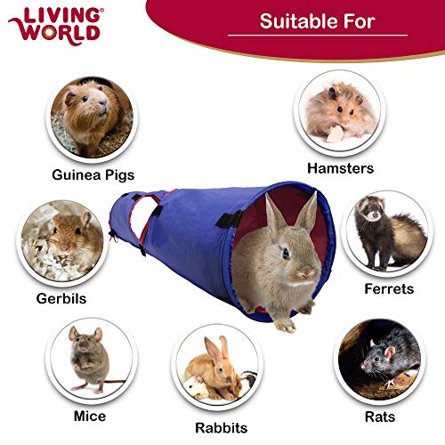 Small Animal Tunnel for Rabbits & Guinea Pigs - Stimulating playtime with vibrant blue and red design.
