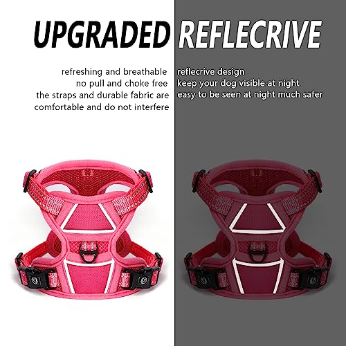 No Pull Dog Harness Dog Harness for Small Dogs Step-in Air Dog Harness All Weather Mesh Vest Harness for Small and Medium Dogs Adjustable Reflective Pet Walking Harness for Training (Rose, Small)