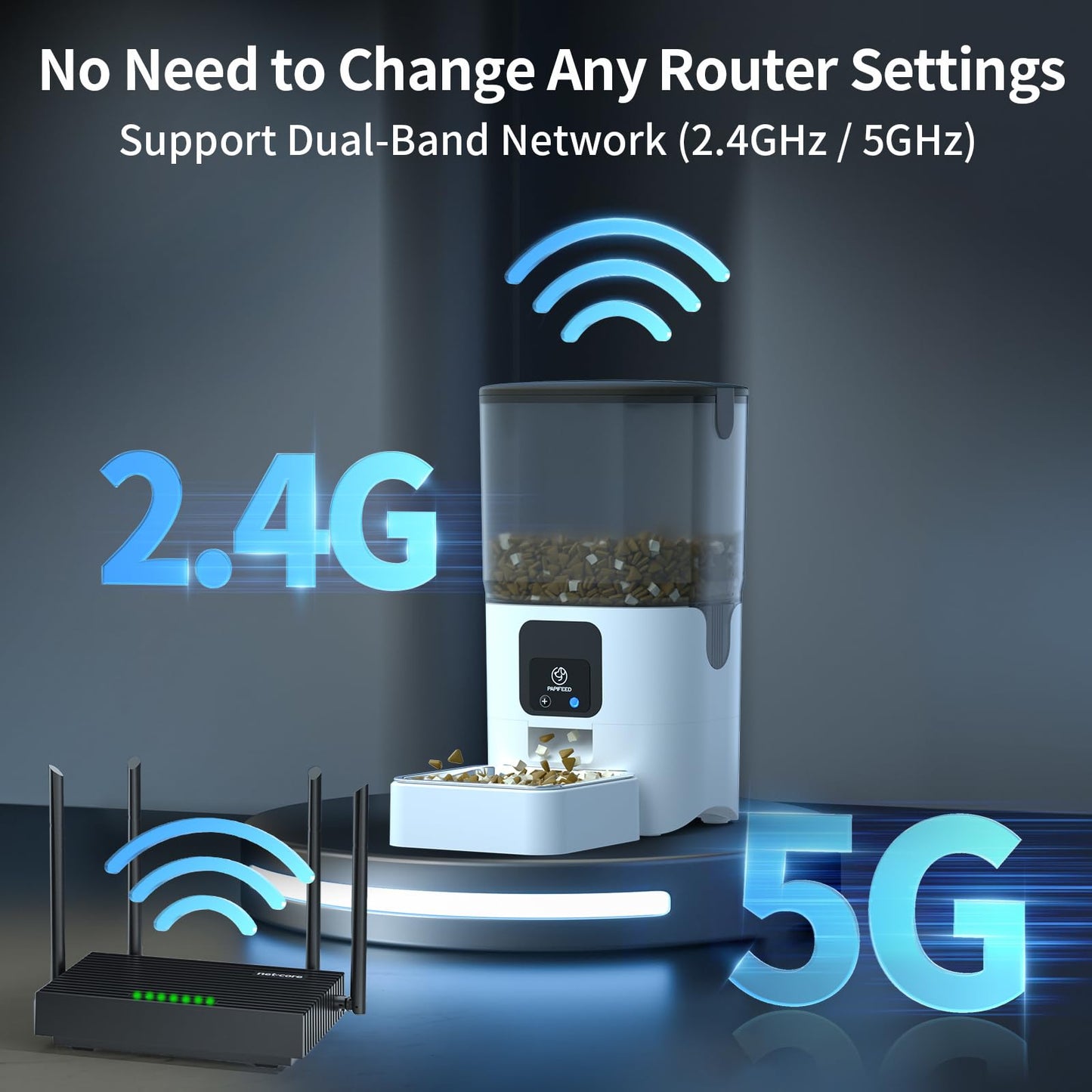 Papifeed Automatic Smart 5G WiFi Cat & Dog Feeder with Alexa & Multi Pet Feeding