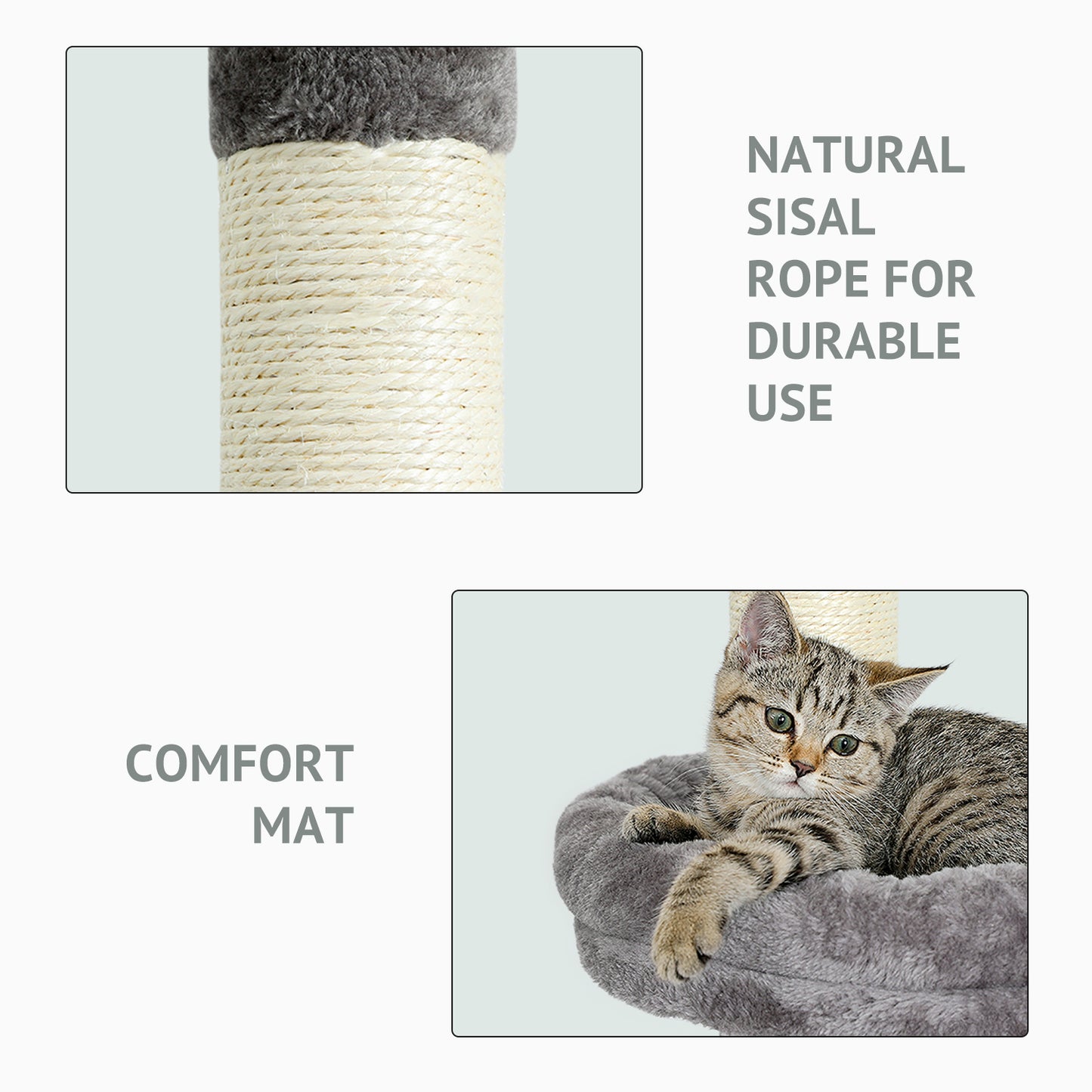 Modern Cat Climbing Tree Four Tier Floor-to-Ceiling Tower 94.5-102.4 in with a Scratcher Beige