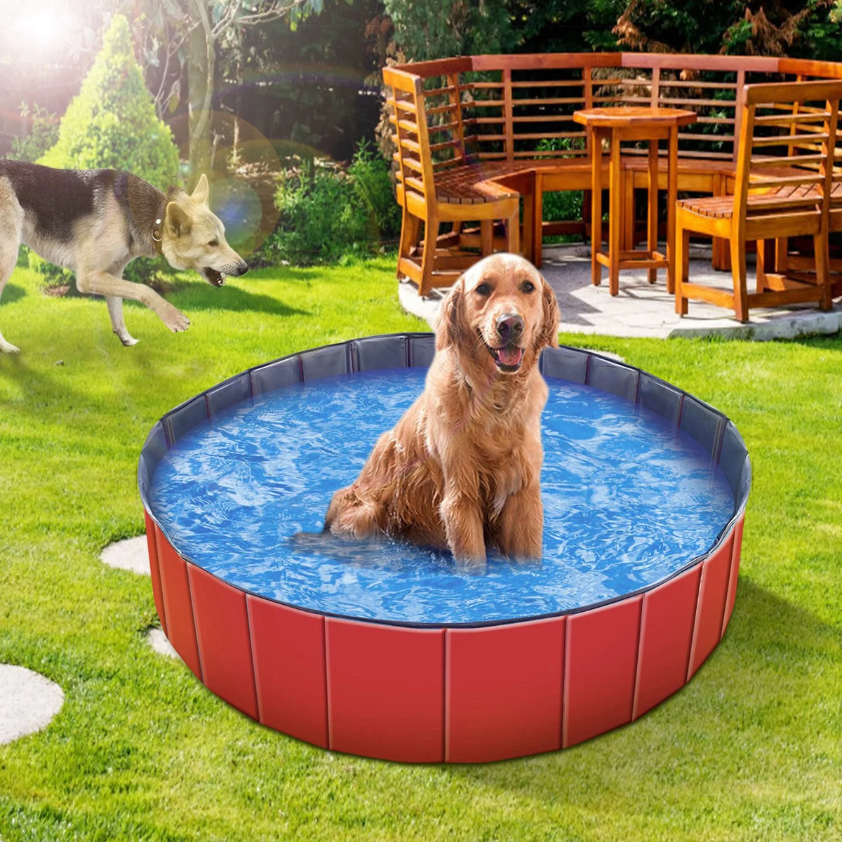 1Pc 160 X 160 X 30Cm-63.0 X 63.0 X 11.8Inch Foldable Pet Swimming Pool PVC Dog Swim Pool Bathing Tub Playmat Pools