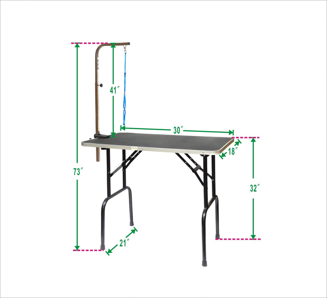 Go Pet Club - 30 Inch Professional Dog Grooming Table - Foldable, Adjustable Arm, Portable, Non-Slip - Black