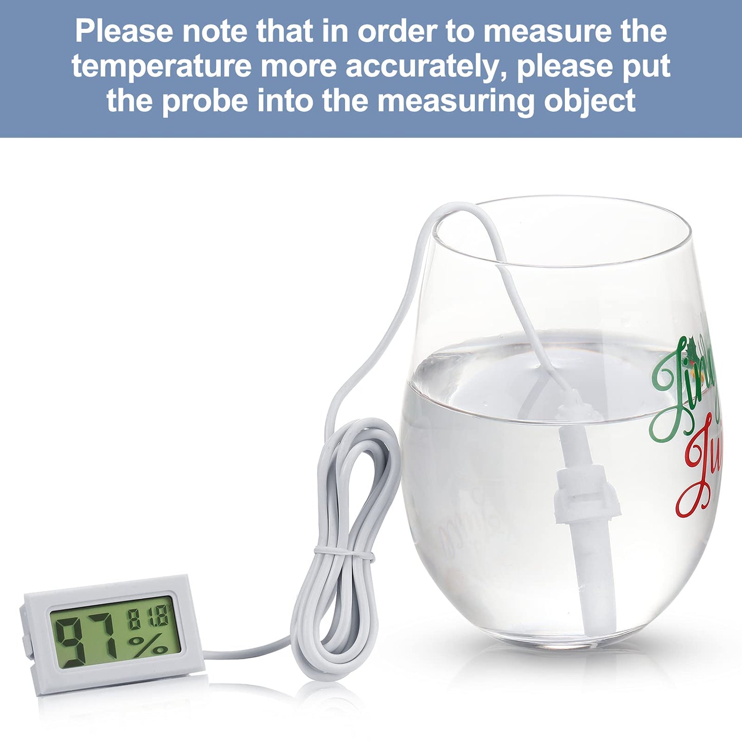Mini Digital Temperature Humidity Meter Gauge with Probe Gauge LCD w/ Fahrenheit Display Thermometer Hygrometer for Incubator Reptile Plant Greenhouse Chicken Coop Garden(White, 3 Pieces)
