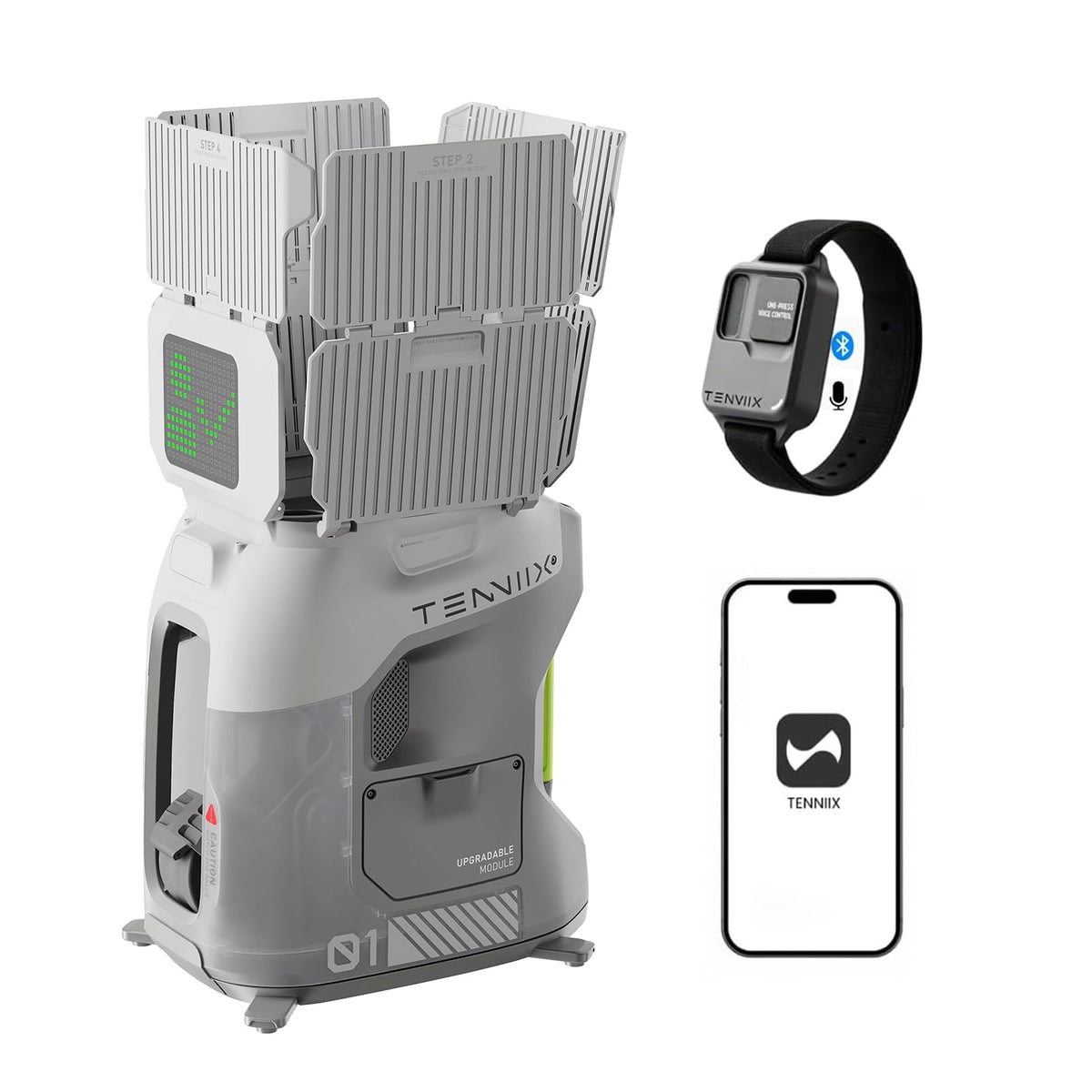 TENNIIX Basic Portable AI Tennis Ball Machine & Robot – Voice & App Controlled, 18.7 lbs, Gray