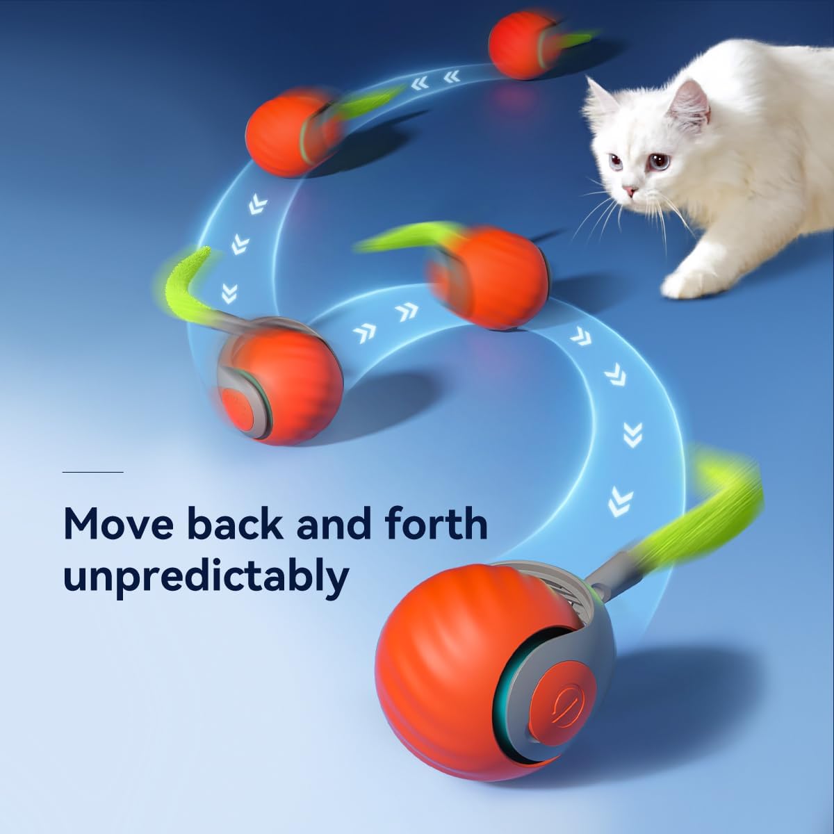 Upgraded Turbo Smart Interactive Cat Toy Ball 3.0 with Tail Enrichment Toy