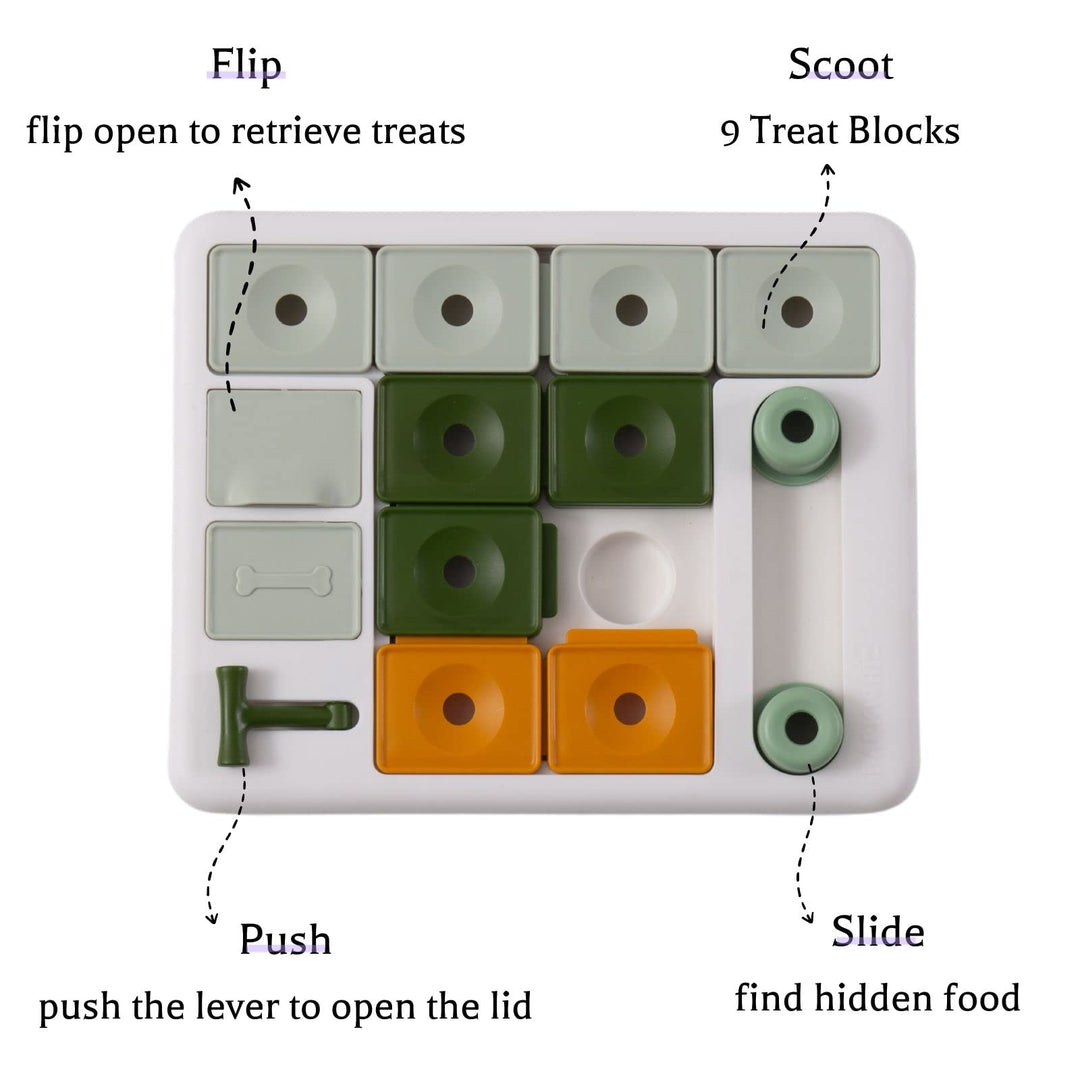 Barkwhiz Dog Interactive Treat Puzzle Toy 3 Levels, Mental stimulating for Boredom and Smart Pets