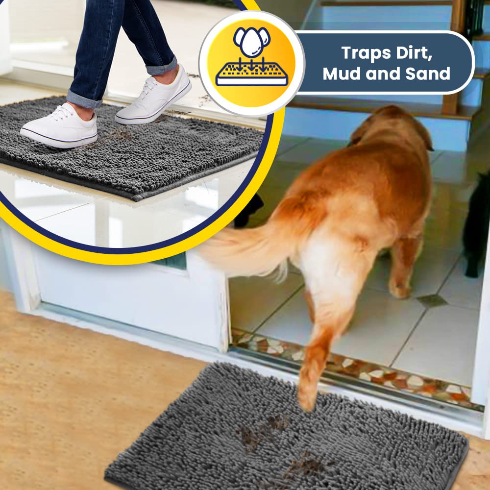 Muddy Mat® AS-SEEN-ON-TV Highly Absorbent Microfiber Dog Door Mat and Pet Rug, Non Slip Thick Washable Medium 30"X19"