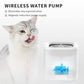 PET Water Fountain with Wireless Pump, Ultra Quiet 65oz/1.85L Pet Water Fountain for Cats and Dogs,