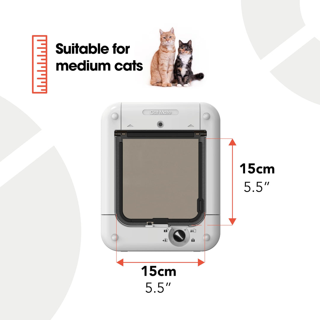 Pet Mate Microchip Activated Medium Size Cat Door for Entry Control of up to 30 Cats - ISO and AVID