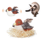 Load image into Gallery viewer, Cat Toys Rechargeable Flapping Bird Sparrow, Lifelike Chirp Tweet, Touch Activated Exercise for All Breeds w/ Catnip
