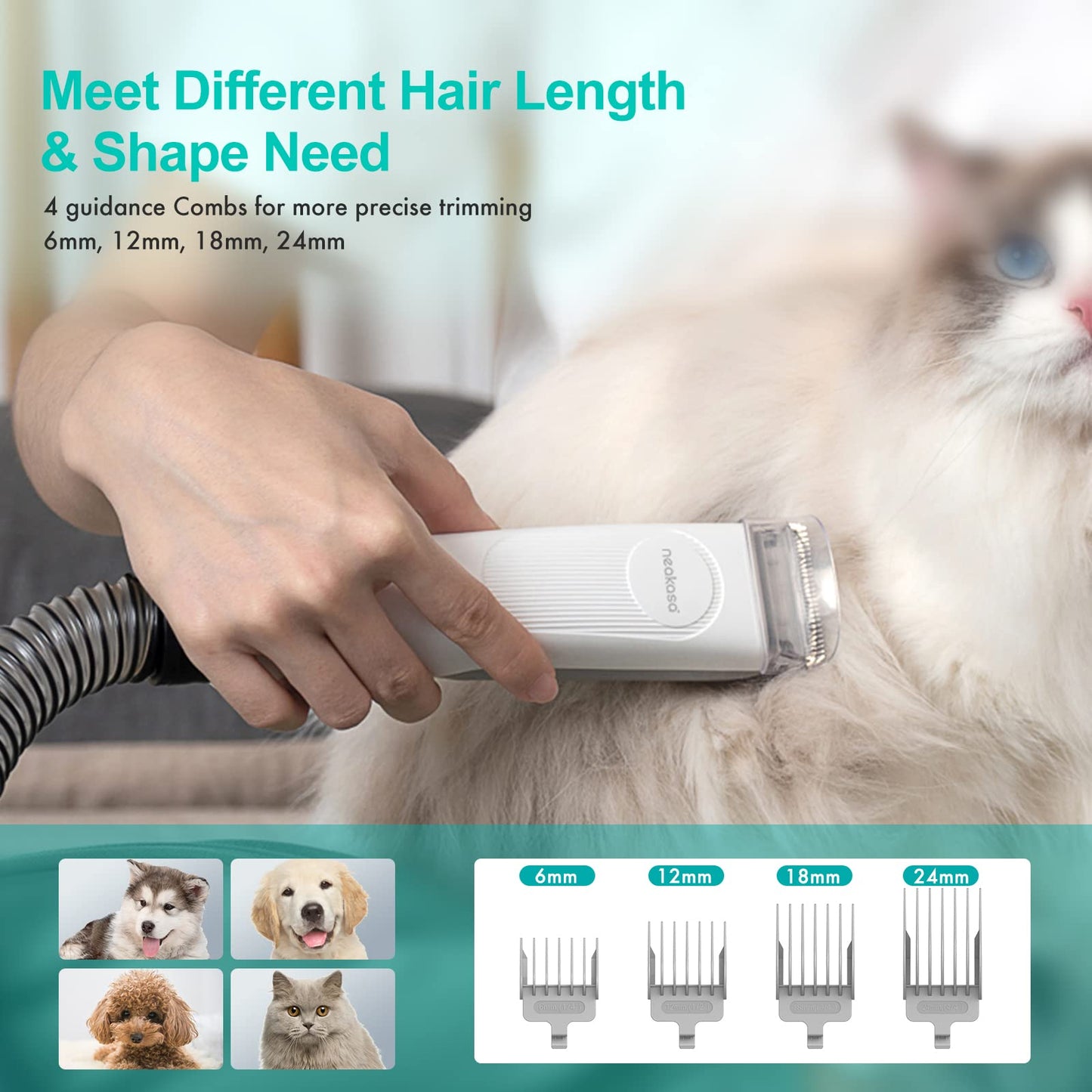 Neabot Neakasa P1 Pro Pet Grooming Kit - Vacuum, 5 Tools, 99% Hair Suction