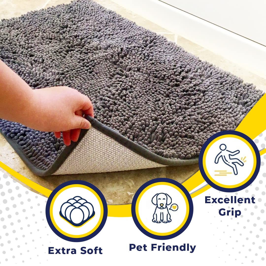 Muddy Mat® AS-SEEN-ON-TV Highly Absorbent Microfiber Dog Door Mat and Pet Rug, Non Slip Thick Washable Medium 30"X19"