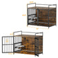 Large Dog Furniture-Style Crate with 360° & Adjustable Raised Feeder, 2 Bowls