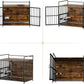 Large Dog Furniture-Style Crate with 360° & Adjustable Raised Feeder, 2 Bowls