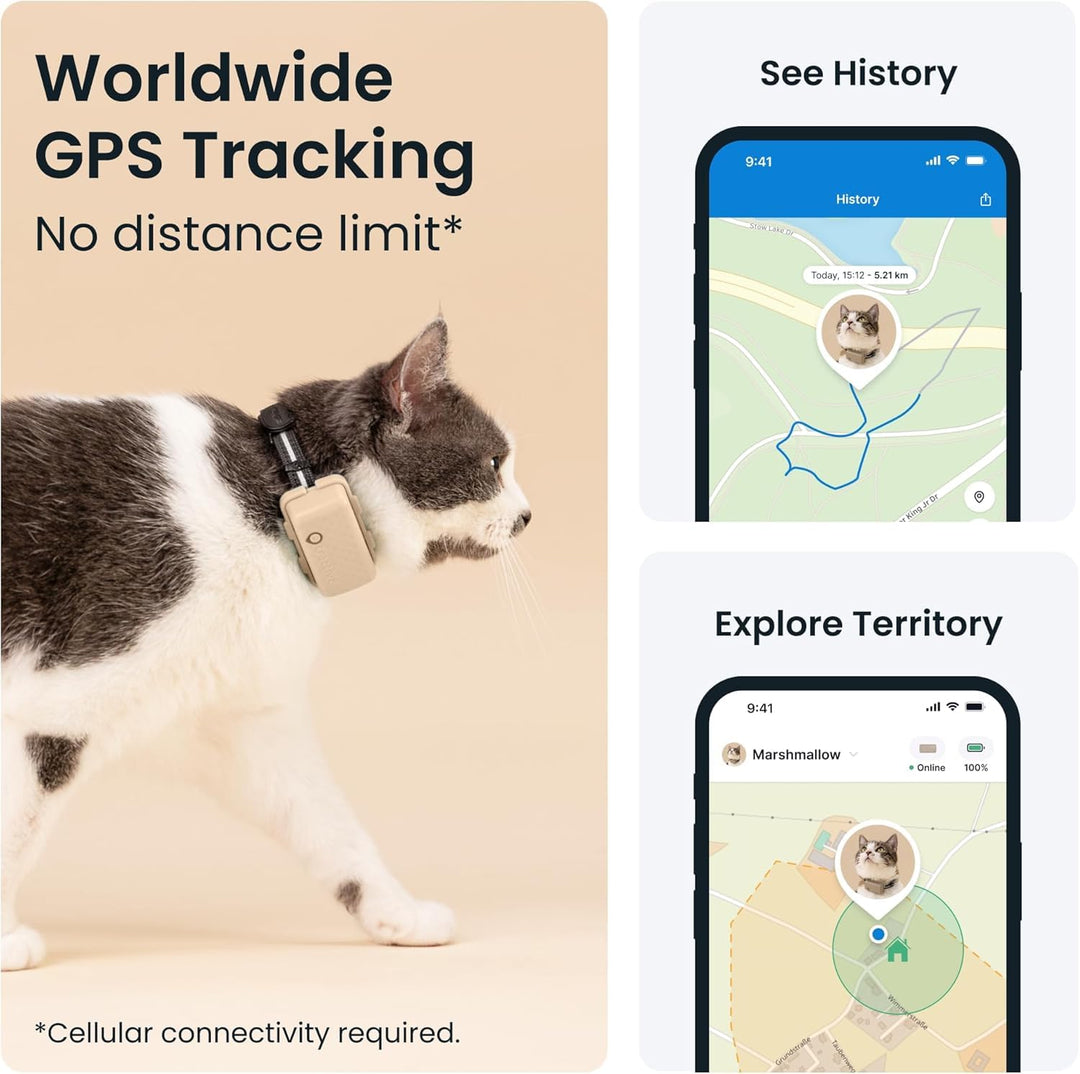 Tractive GPS Tracker & Health Monitoring for Cats Market Leading | Alerts | Works with Any Collar