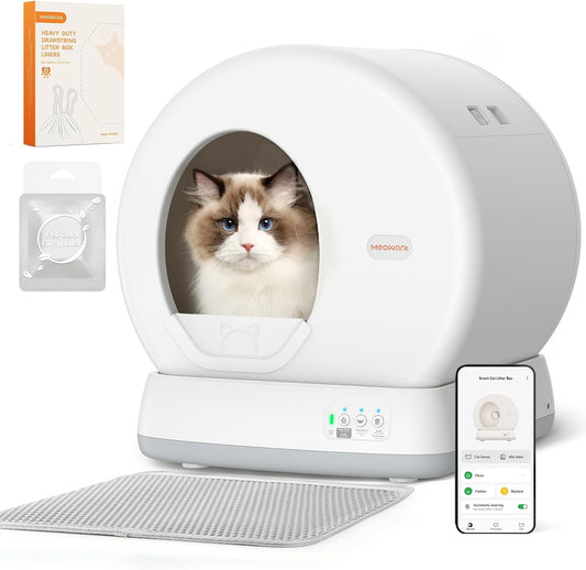MeoWant MW-SC01 Self-Cleaning Cat Litter Box — Extra-Large, App-Controlled, Zero Scooping
