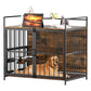 Large Dog Furniture-Style Crate with 360° Design and Adjustable Raised Feeder with 2 Bowls for Comfort and Convenience.