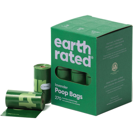 Earth Rated Dog Poop Bags - Lavender Scented, Leak-Proof, 270 Bags for a Cleaner Walk.