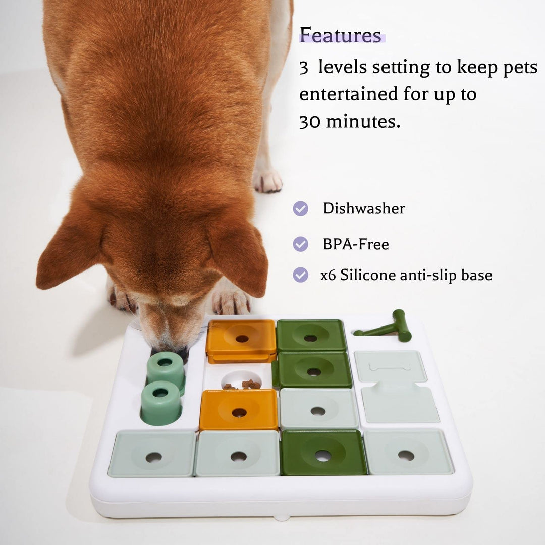 Barkwhiz Dog Interactive Treat Puzzle Toy 3 Levels, Mental stimulating for Boredom and Smart Pets