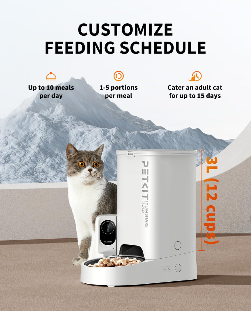 PETKIT Automatic Pet Feeder, 1080P HD Video Night Vision, 2.4G WiFi with 2-Way Audio,  Smart App Control Dispenser with Non-Stick Bowl