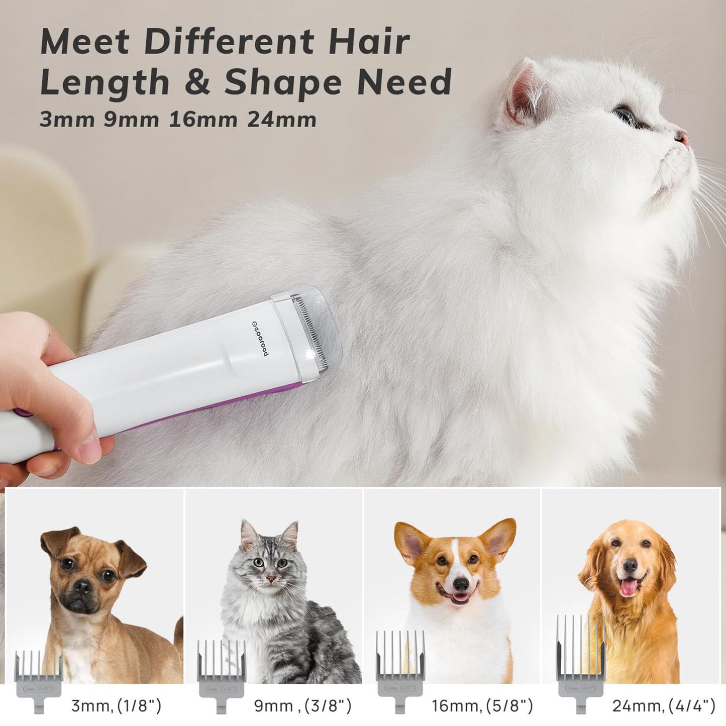 Dog Hair Vacuum Grooming Kit 2.5L Ideal for Shedding Dogs & Cats at Home Cleaning Tools