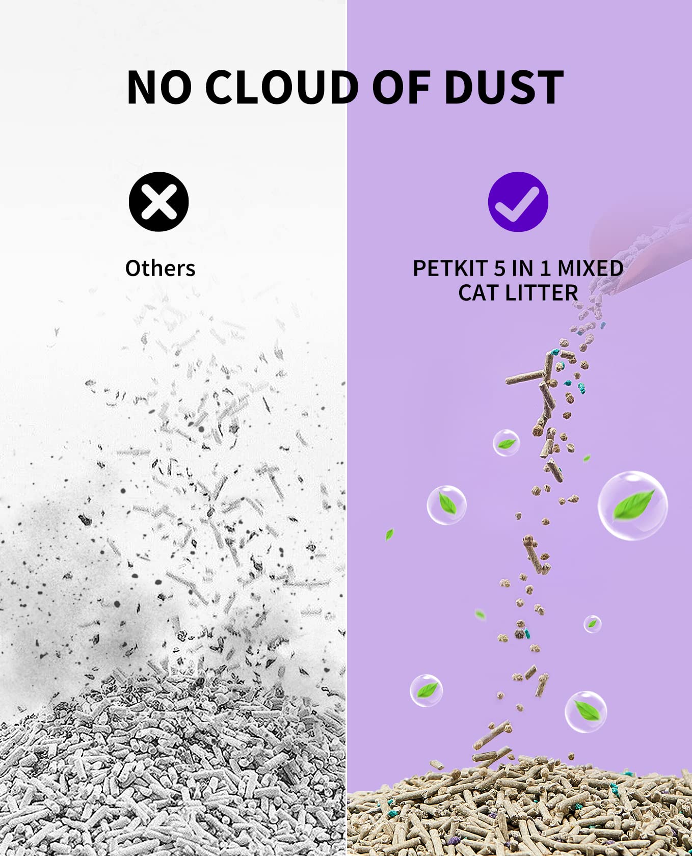 PETKIT Mixed Cat Litter - Fast Clumping, Flushable, Ultra Absorbent, 8lb×4 Bags