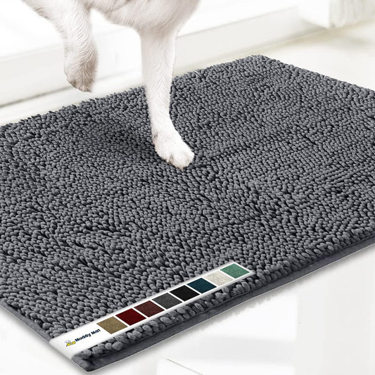 Muddy Mat® Microfiber Dog Door Mat - Absorbent, Non-Slip, and Washable, 30" x 19" for Medium Dogs.