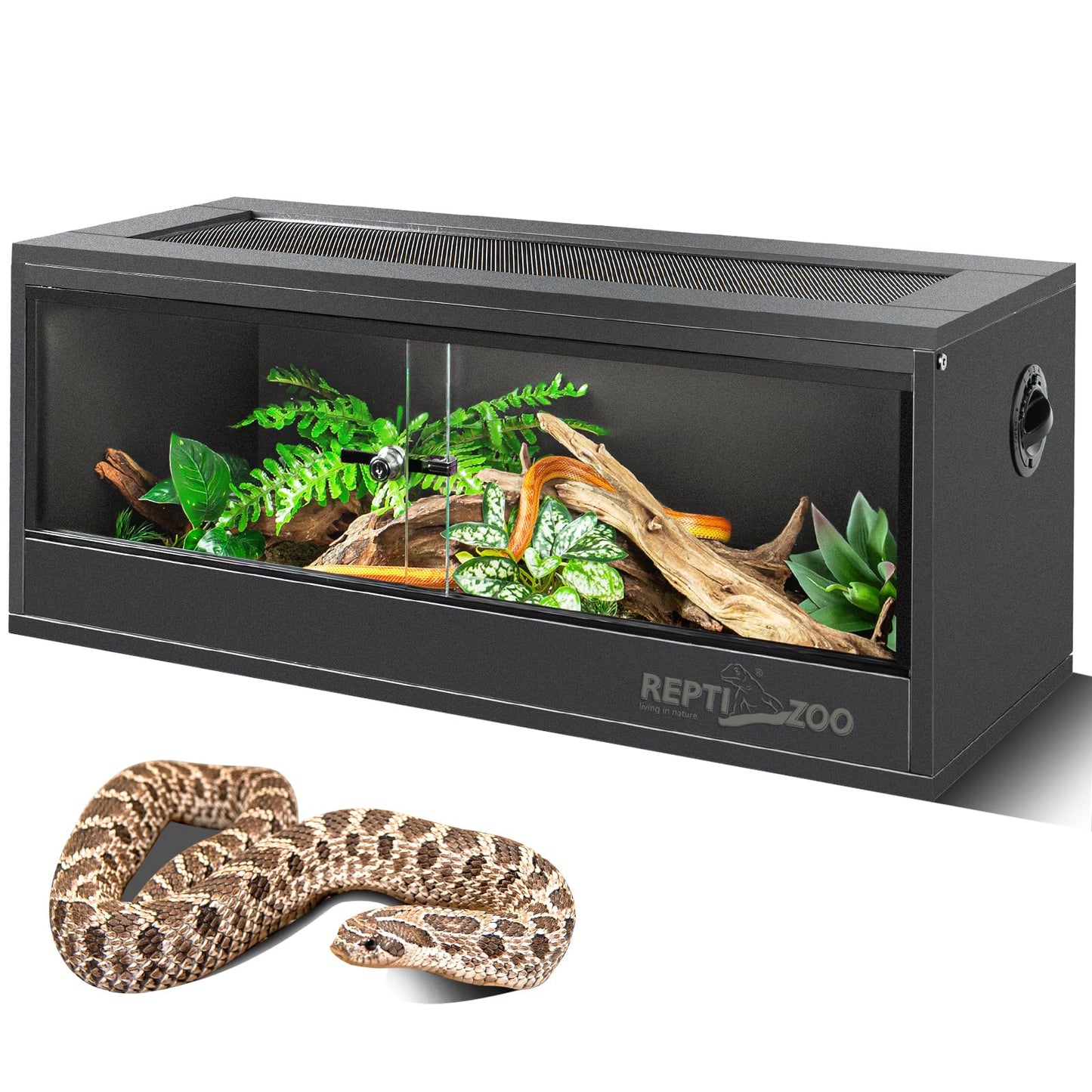REPTI ZOO 20 Gallon PVC Reptile Tank, 30x12x12 inch Reptile Terrarium for Crested Gecko Frog Lizard Snake Turtle Hermit Crab, Leopard Gecko Enclosure with Sliding Door & Screen Ventilation