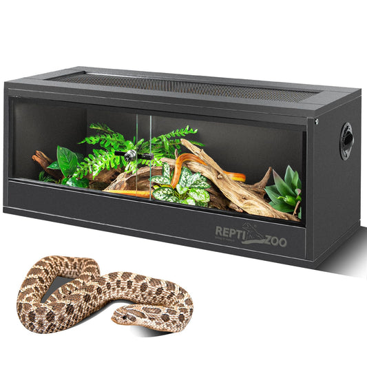 REPTI ZOO 20 Gallon PVC Reptile Tank, 30x12x12 inch Reptile Terrarium for Crested Gecko Frog Lizard Snake Turtle Hermit Crab, Leopard Gecko Enclosure with Sliding Door & Screen Ventilation