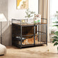 Stylish Large Dog Crate with 360° Access and Adjustable Raised Feeder, Includes 2 Bowls for Easy Feeding.