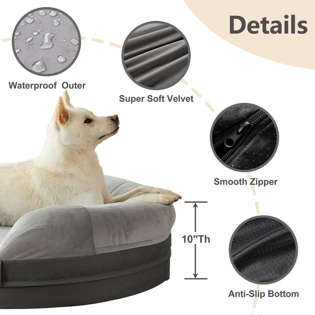 Orthopedic Dog Bed Large Breed with Memory Foam, 10" Thick