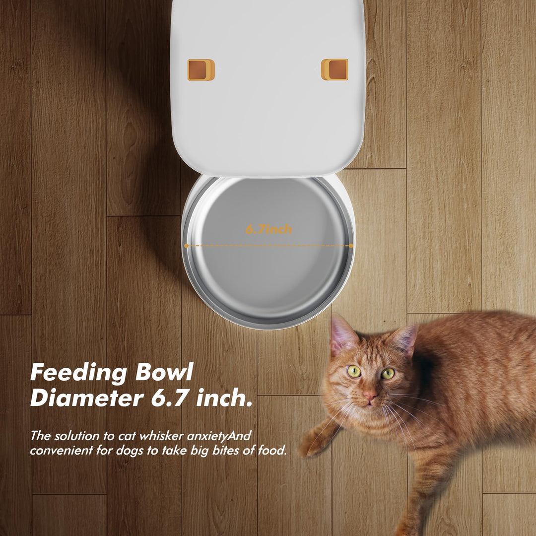 Large Capacity Automatic Cat Food Dispenser with LCD Screen, Large Food Tray, Battery Operated and Timed, Up to 50 Portions 6 Meals Per Day