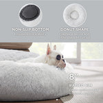 Load image into Gallery viewer, Calming Dog Bed for Medium Dogs - Donut Washable Medium Pet Bed, 30 inches Anti-Slip Round Fluffy Plush Faux Fur Cat Bed, Fits up to 45 lbs Pets, Frost Grey
