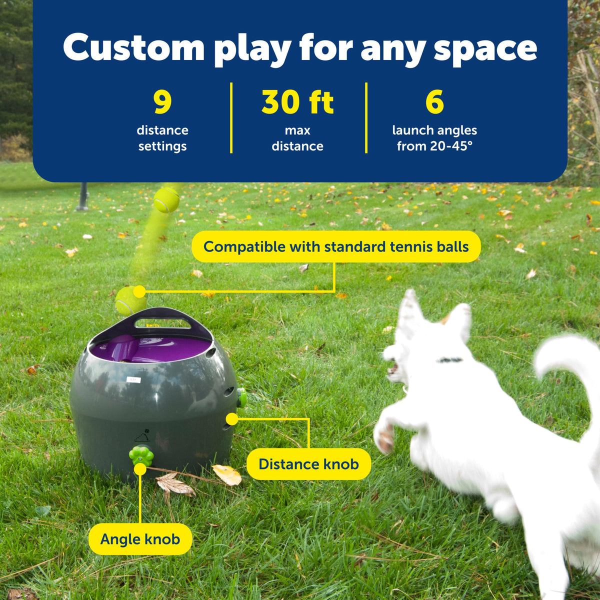 PetSafe Automatic Ball Launcher – Interactive Dog Fetch Toy with Safety Sensors & Adjustable Distance