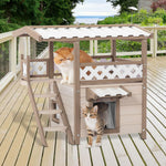 Load image into Gallery viewer, Outdoor Weatherproof 2-Story Cat House with Scratchboard
